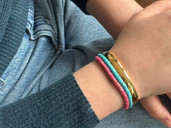 Bold Color Crush Bracelet Set | Turquoise & Pink - Image 2