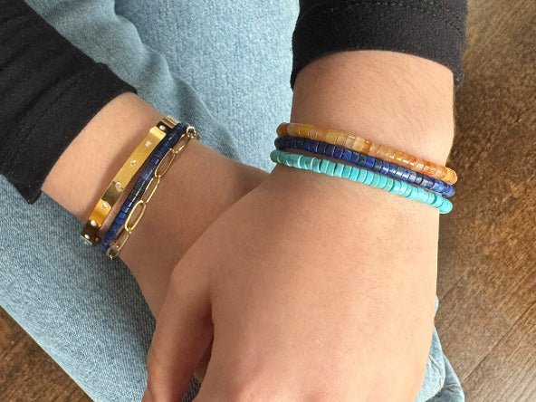 Sparkling Elegant Radiant Bracelet Set | Lapis Lazuli Blue - Image 2