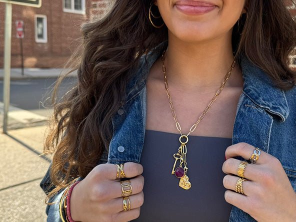 Key Hammered Heart Birthstone Set | The Perfect Gift - Image 2