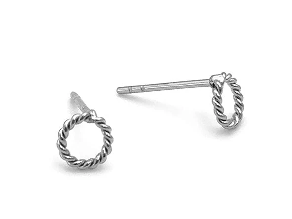 Mini Twist Rope Circle Stud Earrings - Image 5