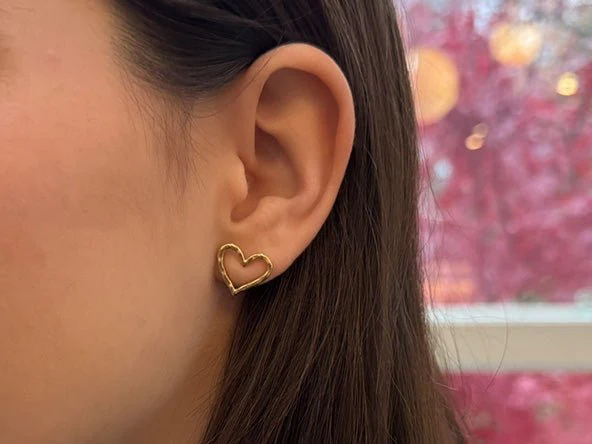 Open Heart Stud Earrings - Image 2