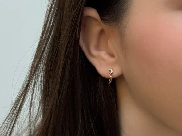 Sparkle Chain Stud Earrings - Image 2