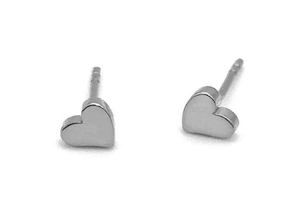 Tiny Curved Heart Stud Earrings - Image 3