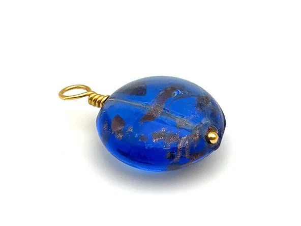 Vintage | Dark Blue Foil Glass Pendant - Image 3